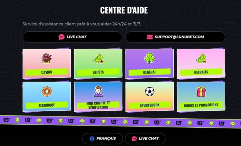 Lunubet Casino support client